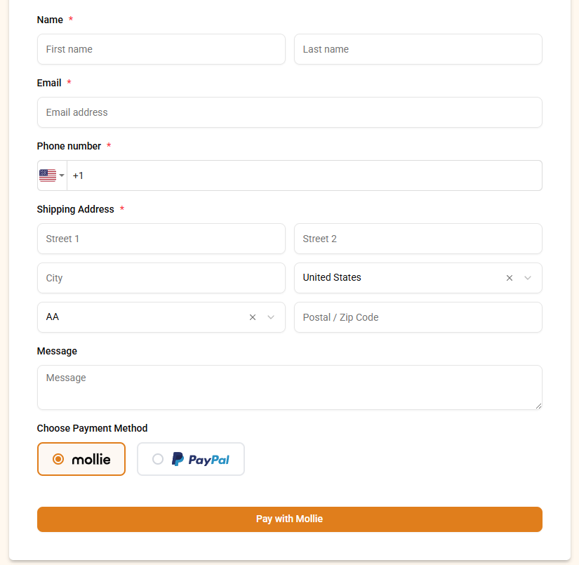 Form fields of PaymentForm.io